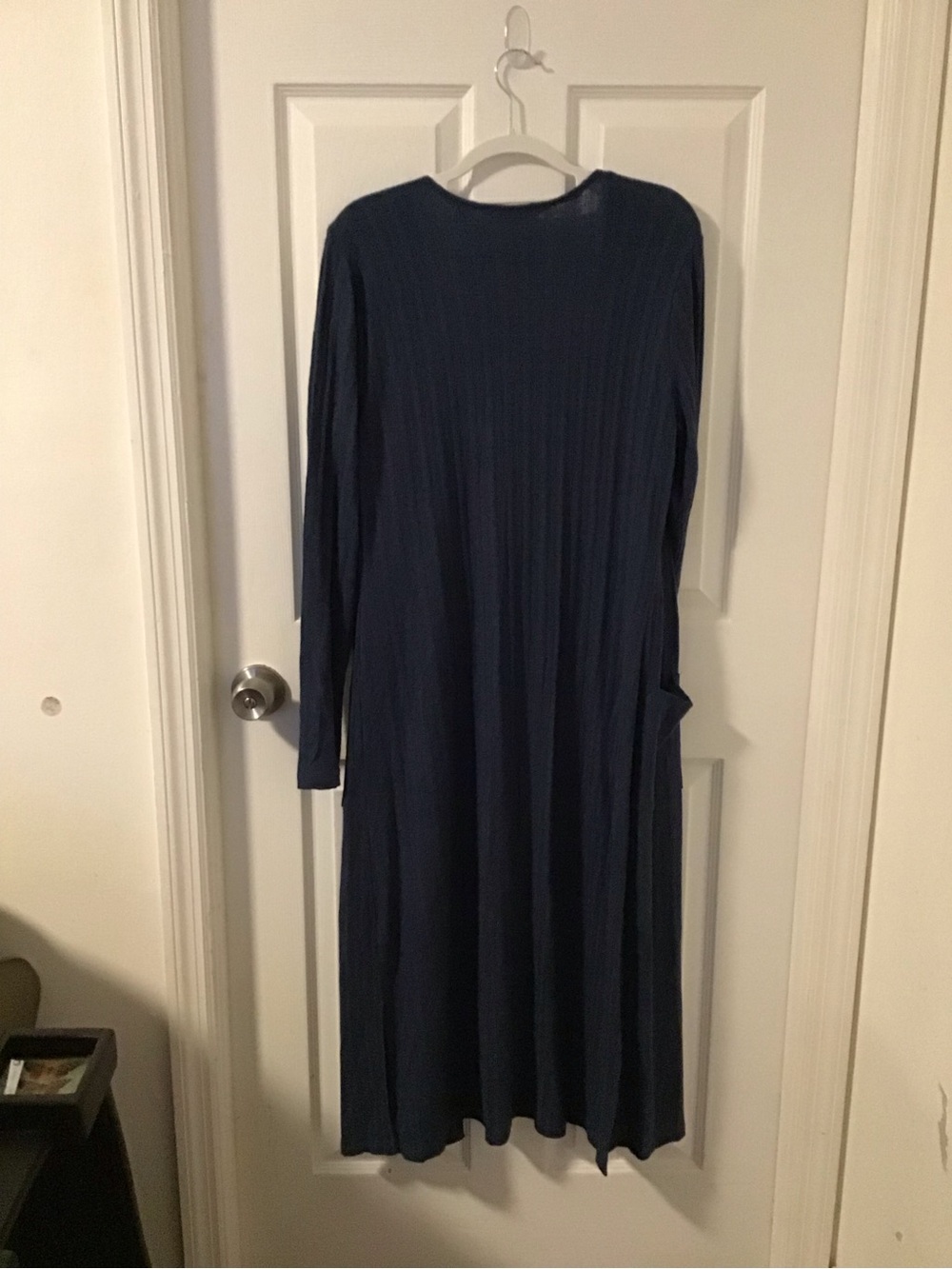 NWT! Lauren G. Navy Ribbed Open Cardigan - Picture 2 of 5